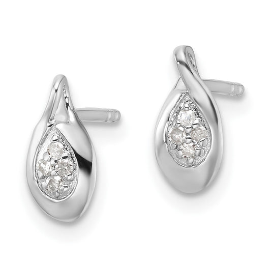 High-Quality White Ice Rhodium-Plated Sterling Silver Diamond Stud Earrings - Stylish Value!