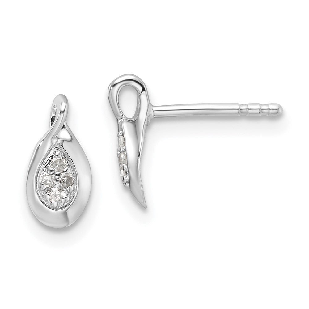 High-Quality White Ice Rhodium-Plated Sterling Silver Diamond Stud Earrings - Stylish Value!