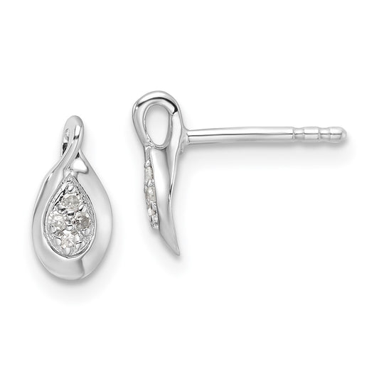 High-Quality White Ice Rhodium-Plated Sterling Silver Diamond Stud Earrings - Stylish Value!