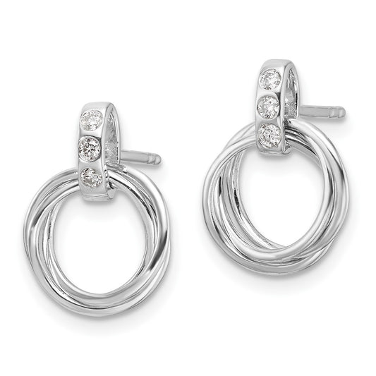 High-Quality White Ice Sterling Silver Diamond Triple Ring Earrings - Stylish Value!