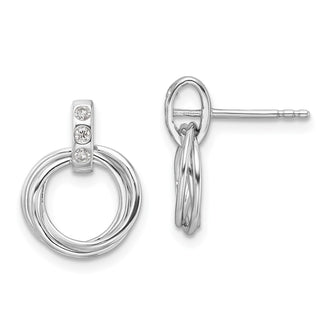 High-Quality White Ice Sterling Silver Diamond Triple Ring Earrings - Stylish Value!