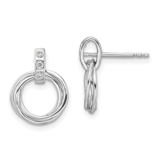 High-Quality White Ice Sterling Silver Diamond Triple Ring Earrings - Stylish Value!
