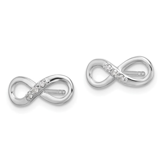 Exclusive White Ice Rhodium-Plated Sterling Silver Diamond Infinity Studs - Stylish Value!