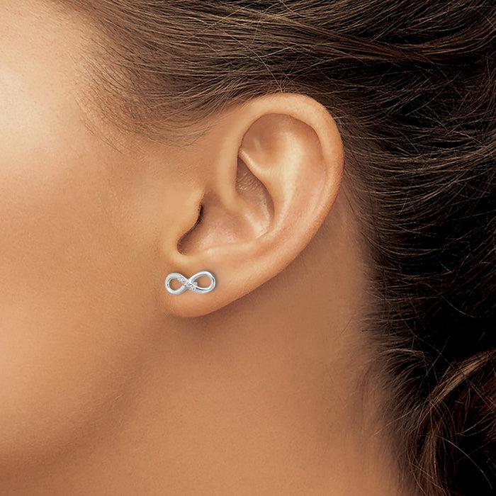 Exclusive White Ice Rhodium-Plated Sterling Silver Diamond Infinity Studs - Stylish Value!-3