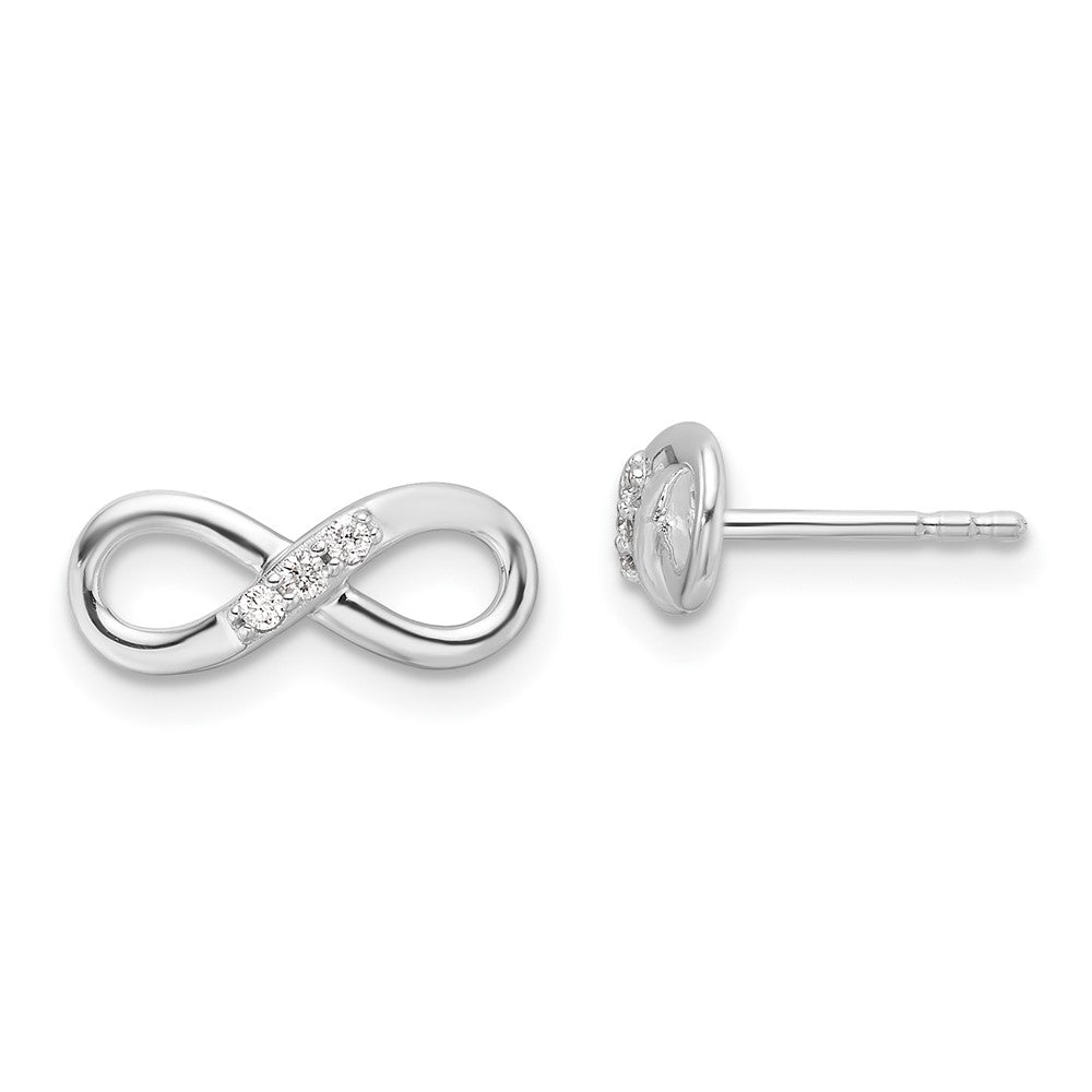Exclusive White Ice Rhodium-Plated Sterling Silver Diamond Infinity Studs - Stylish Value!
