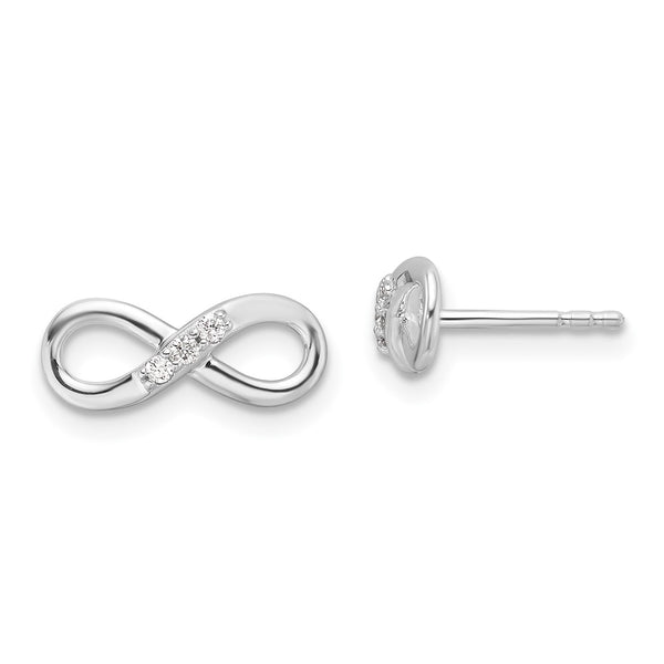 White Ice Rhodium-Plated Sterling Silver Diamond Infinity Studs