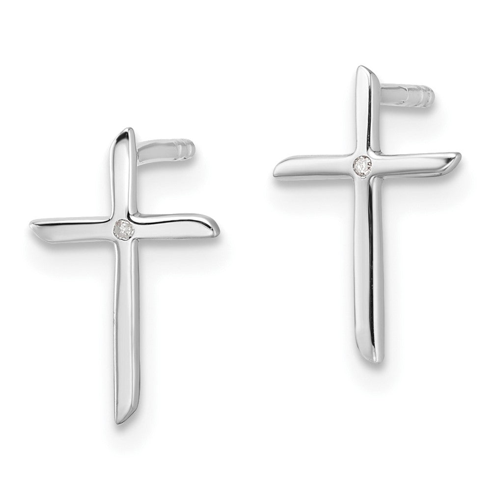 Exclusive White Ice Rhodium-Plated Sterling Silver 0.25CT Diamond Cross Studs