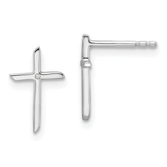 Exclusive White Ice Rhodium-Plated Sterling Silver 0.25CT Diamond Cross Studs