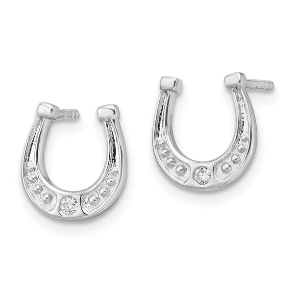 White Ice Sterling Silver Diamond Horseshoe Stud Earrings