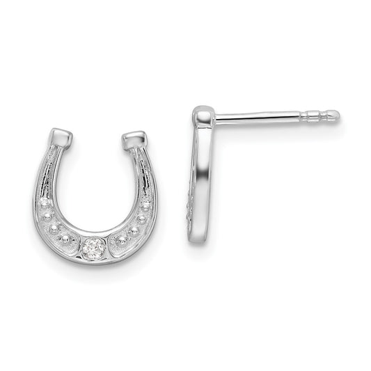 Buy Stylish White Ice Sterling Silver Diamond Horseshoe Stud Earrings