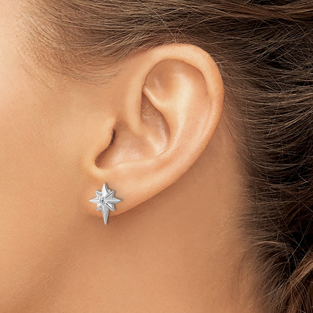Shop Exclusive Rhodium-Plated Sterling Silver Star Diamond Earrings, Affordable Luxury
