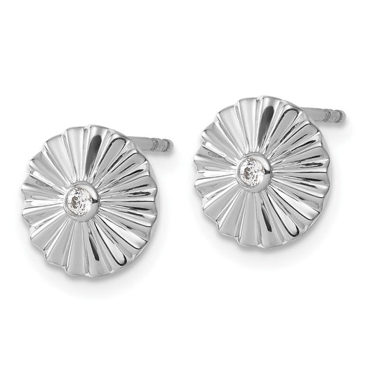 Designer White Ice Sterling Silver Rhodium-Plated Diamond Circle Earrings - Stylish Value