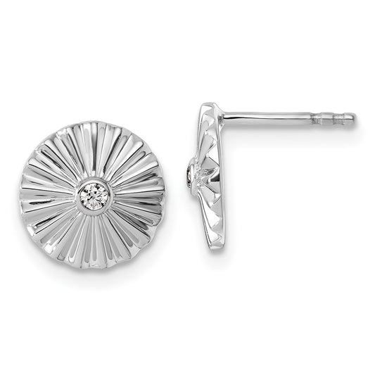 Designer White Ice Sterling Silver Rhodium-Plated Diamond Circle Earrings - Stylish Value