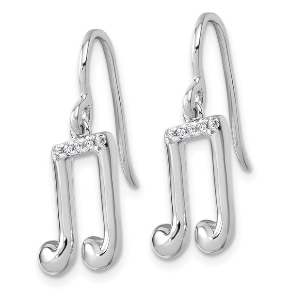White Ice Rhodium-Plated Sterling Silver Diamond Music Note Earrings