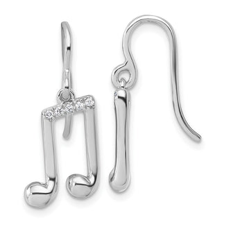 Shop Stylish White Ice Rhodium-Plated Sterling Silver Diamond Music Note Earrings