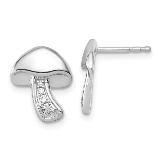 Exclusive White Ice Rhodium-Plated Silver Diamond Mushroom Earrings - Stylish & Affordable