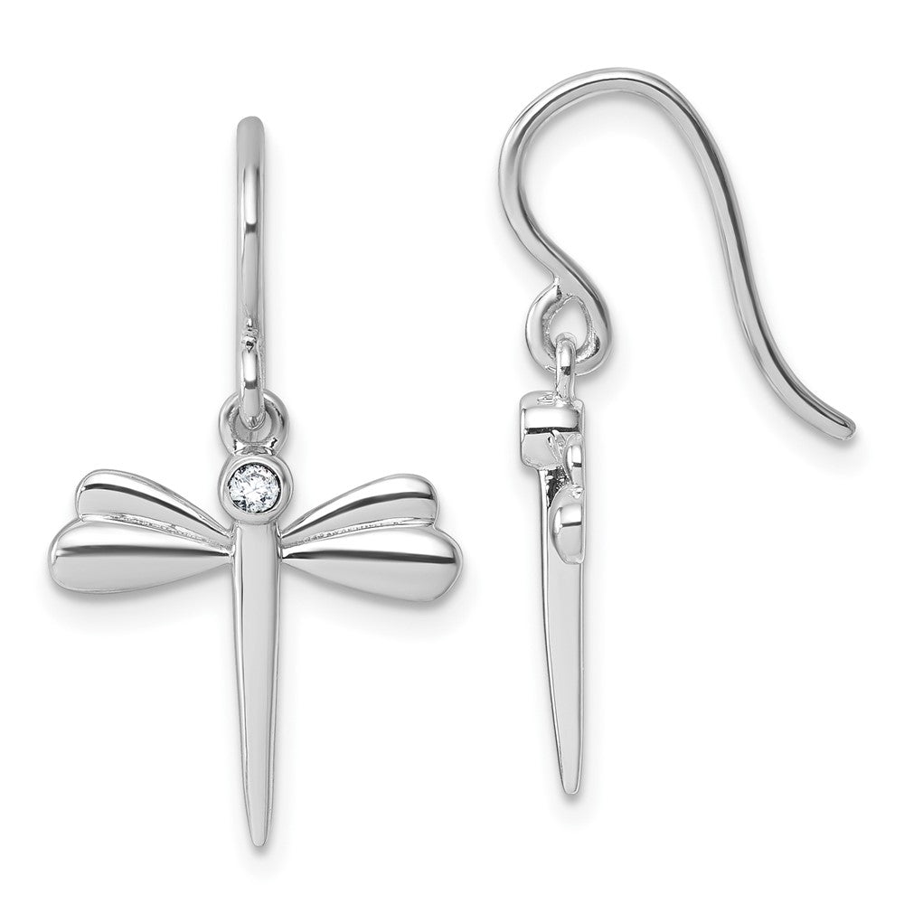 Buy Stylish White Ice Rhodium-Plated Silver Diamond Dragonfly Earrings - 14K Gold