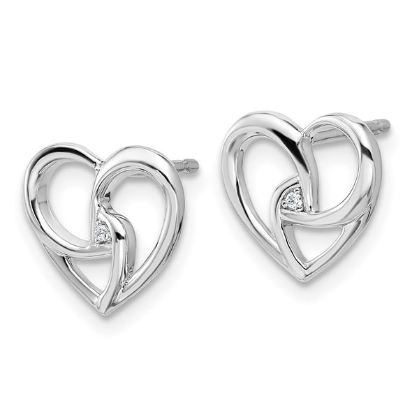 White Ice Rhodium-Plated Sterling Silver Diamond Heart Earrings - Style GR1-1009767