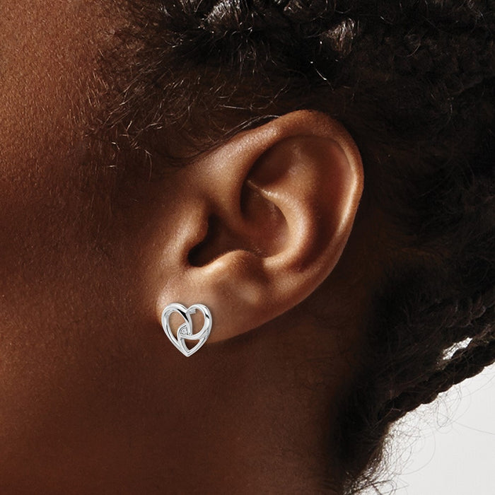 Exclusive White Ice Rhodium-Plated Sterling Silver Diamond Heart Earrings-3