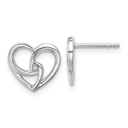 Exclusive White Ice Rhodium-Plated Sterling Silver Diamond Heart Earrings