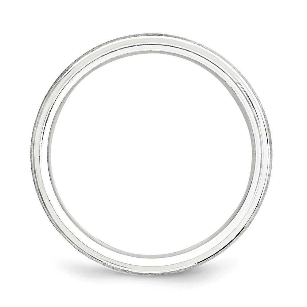 Exclusive 6mm Sterling Silver Brushed Domed Band - Stylish Beveled Edges Size 12