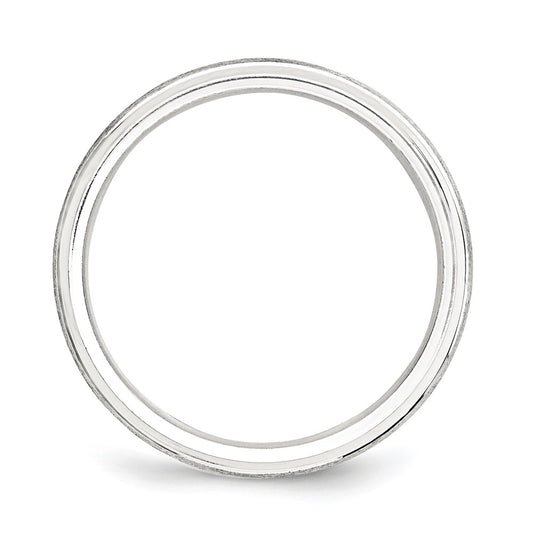 Exclusive 6mm Sterling Silver Brushed Domed Band - Stylish Beveled Edges Size 12