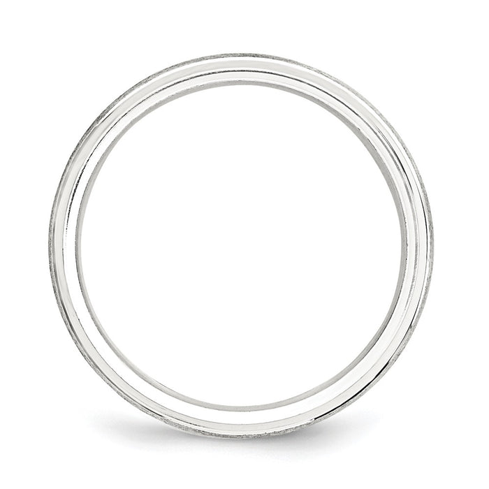 Exclusive 6mm Sterling Silver Brushed Domed Band - Stylish Beveled Edges Size 12-2