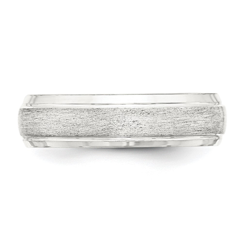 Shop Stylish 6mm Sterling Silver Brushed Band - Size 8 with Beveled Edges