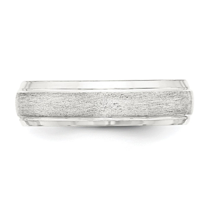 Shop Stylish 6mm Sterling Silver Brushed Band - Size 8 with Beveled Edges-3