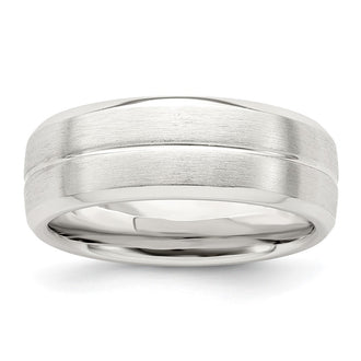 Buy Exclusive 7mm Sterling Silver Grooved Fancy Band Ring - Size 8, Luxury Style