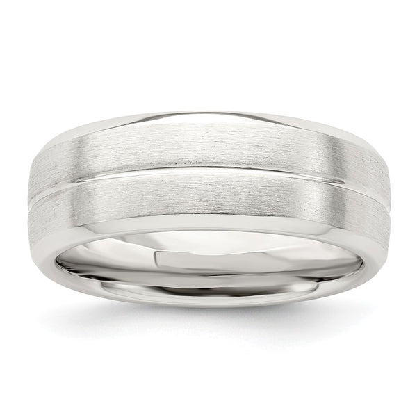 Sterling Silver 7mm Brushed Domed Ring