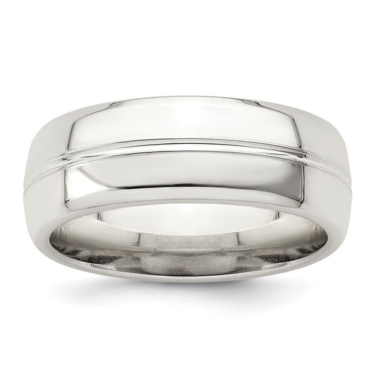 Shop Stylish 7mm Polished Sterling Silver Domed Fancy Band - Size 8.5