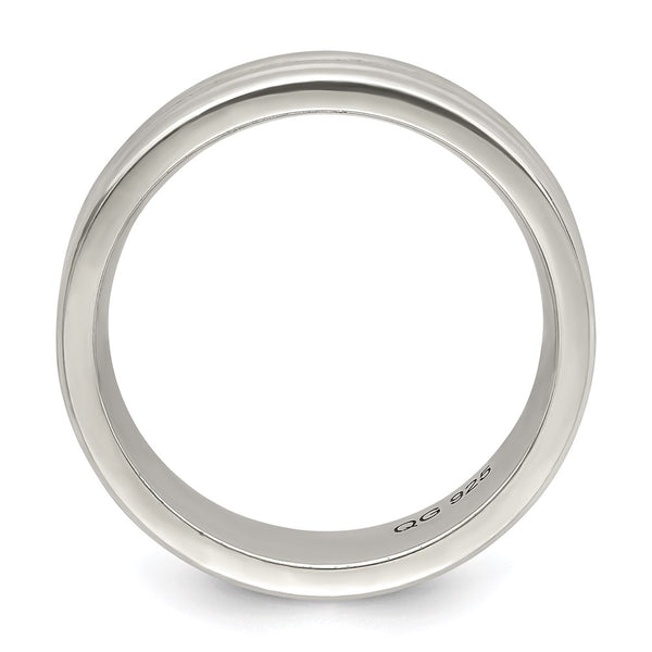 Polished Sterling Silver 6mm Flat Grooved Fancy Band
