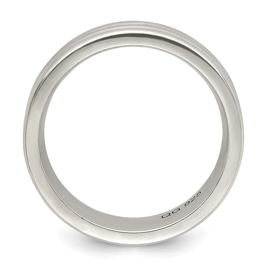 Shop Stylish Polished Sterling Silver 6mm Flat Grooved Band - Size 8.5