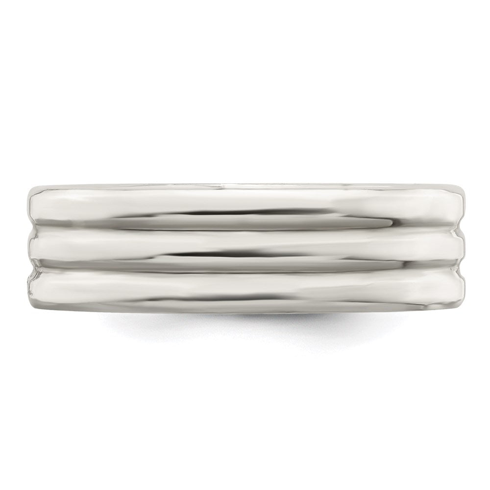 Shop Stylish Polished Sterling Silver 6mm Flat Grooved Band - Size 8.5