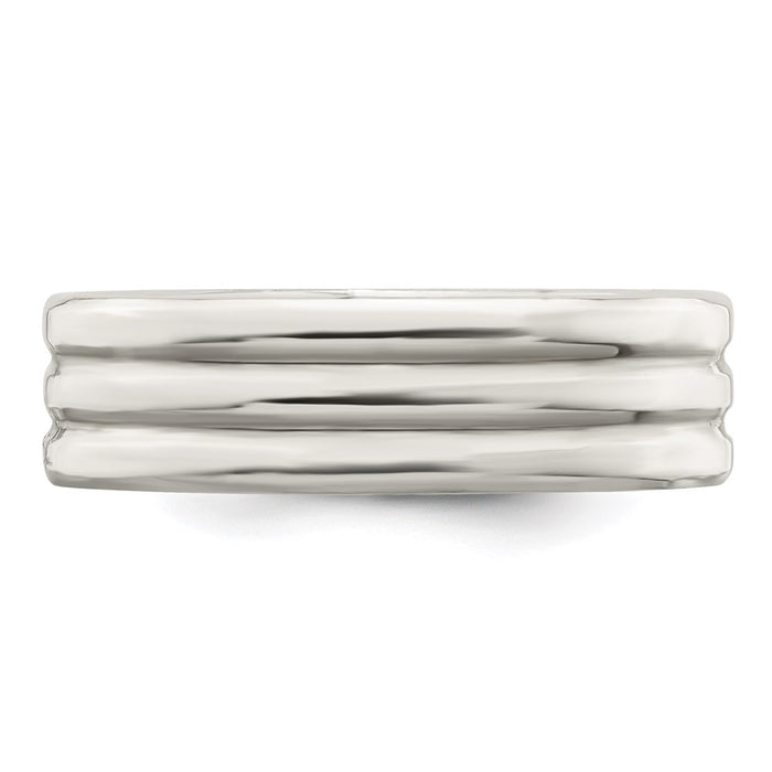Buy Stylish 6mm Polished Sterling Silver Flat Grooved Fancy Band, Size 13-4