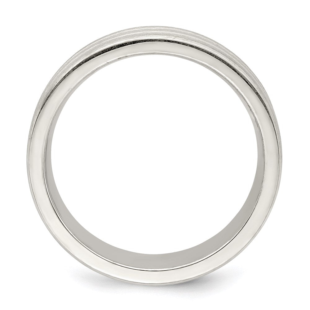 Exclusive 6mm Sterling Silver Brushed Flat Grooved Band - Size 7.5, Stylish Value