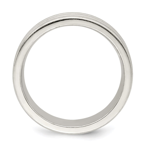 6mm Sterling Silver Brushed Flat Grooved Ring