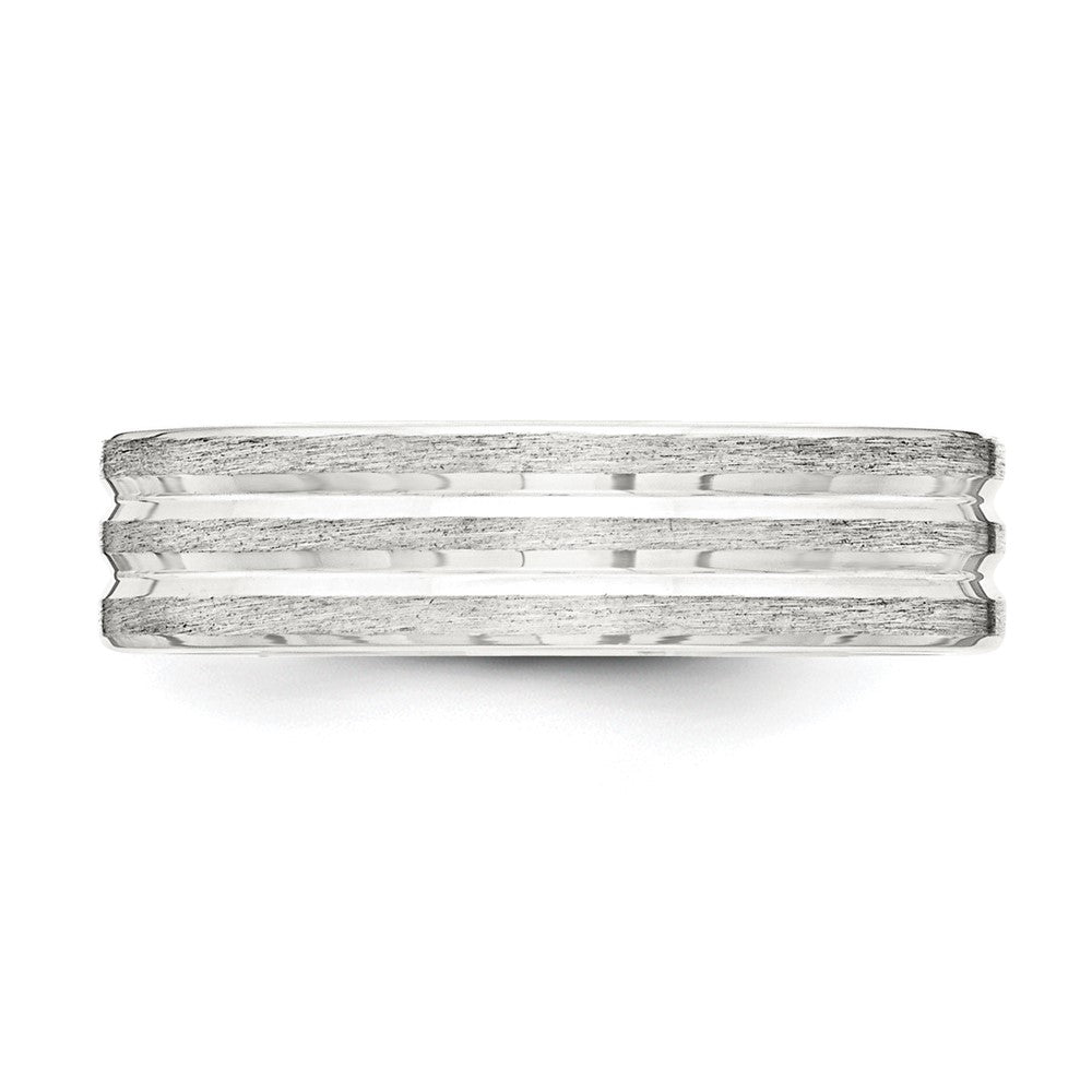 Buy Stylish Sterling Silver 6mm Brushed Flat Grooved Band Ring - Size 8.5