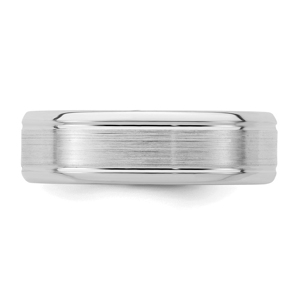 Buy Stylish Rhodium-Plated Sterling Silver 6mm Brushed Band - Size 12.5
