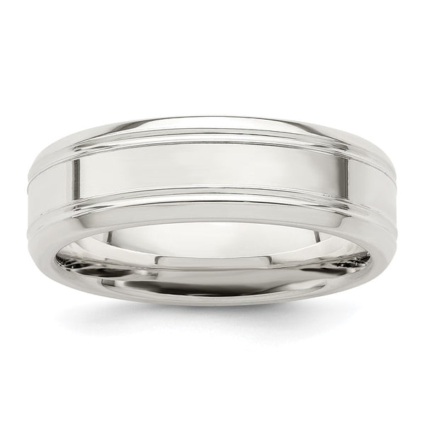 6mm Sterling Silver Beveled Edge Fancy Ring Price