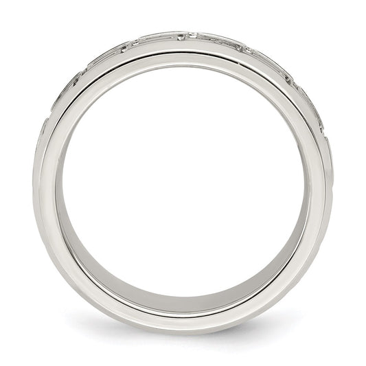 Buy Stylish 6mm Beveled Edge Greek Key Silver Band - Size 8.5, Affordable Luxury