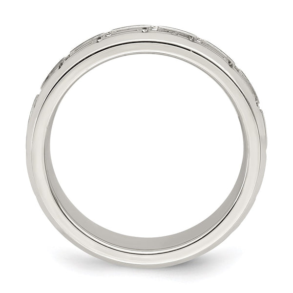Sterling Silver 6mm Flat Band with Greek Key
