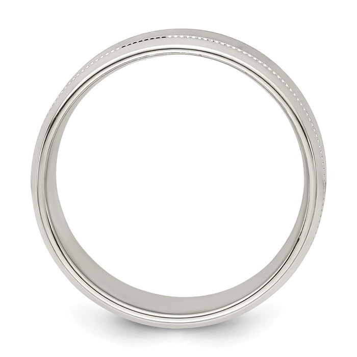 High-Quality 6mm Sterling Silver Beveled Edge Fancy Ring - Size 13, Stylish Value-2