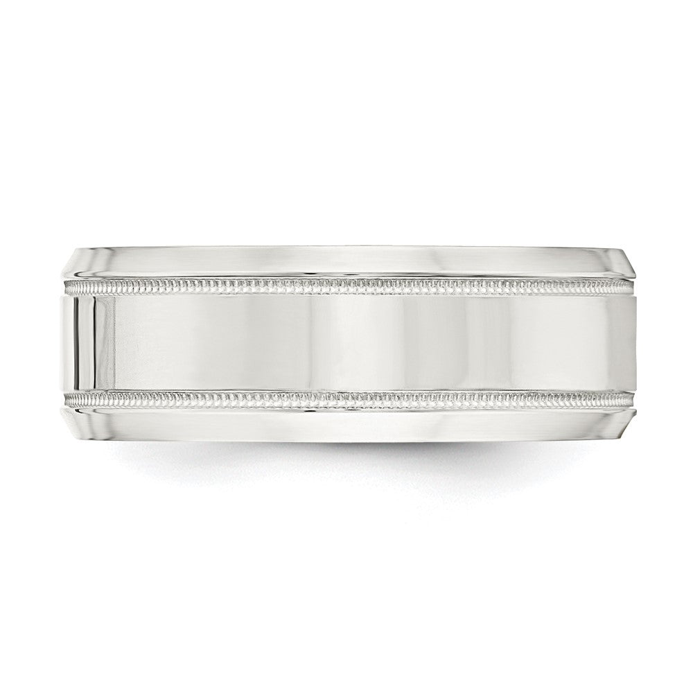 Buy Stylish Sterling Silver 6mm Polished Flat Milgrain Ring - Size 13.5