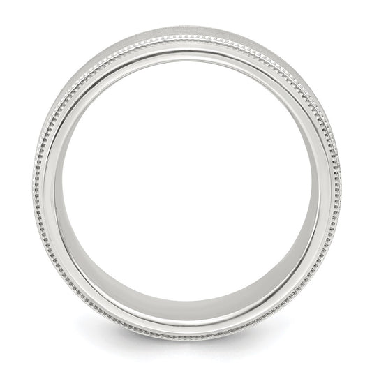 Exclusive 6mm Sterling Silver Beveled Edge Ring - Stylish Milgrain Design, Size 10.5