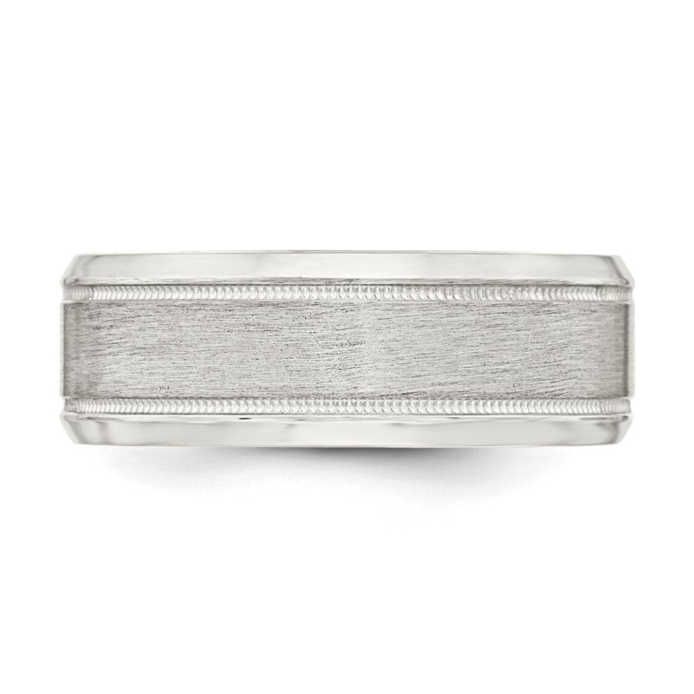 High-Quality 6mm Sterling Silver Beveled Edge Fancy Ring - Size 9, Affordable Price!