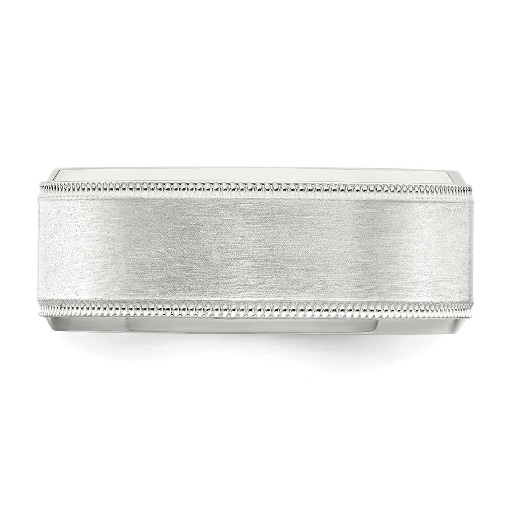 Exclusive 6mm Sterling Silver Beveled Edge Ring - Stylish Milgrain Design, Size 10.5