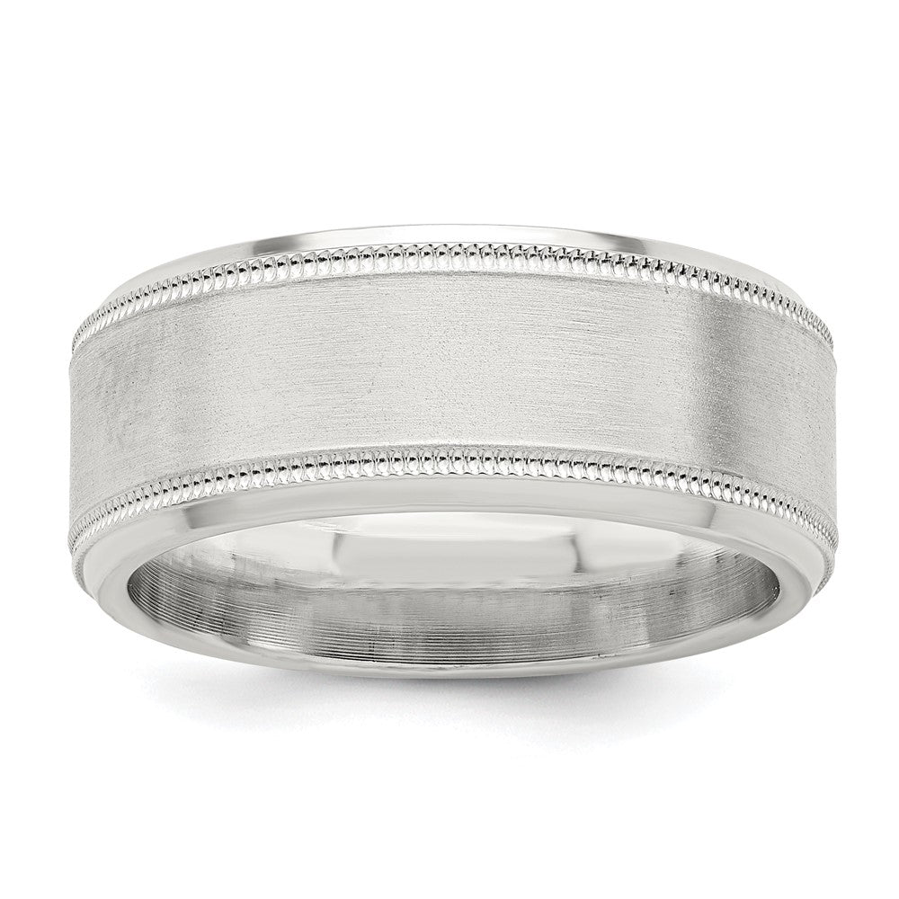 Exclusive 6mm Sterling Silver Beveled Edge Fancy Ring - Stylish Size 8