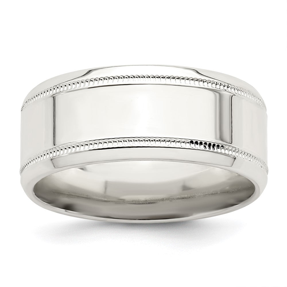 High-Quality 6mm Sterling Silver Beveled Edge Fancy Ring - Size 13, Stylish Value